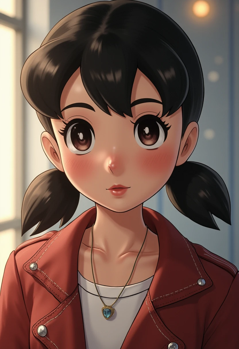 girl wearing jacket, portrait, detailed facial features, beautiful detailed eyes, beautiful detailed lips, long eyelashes, realistic, photorealistic, photo-realistic:1.37, 4k, 8k, highres, masterpiece:1.2, ultra-detailed, HDR, UHD, studio lighting, ultra-fine painting, sharp focus, physically-based rendering, extreme detail description, professional, vivid colors, bokeh, intricate fashion design, leather jacket, soft lighting, warm color palette