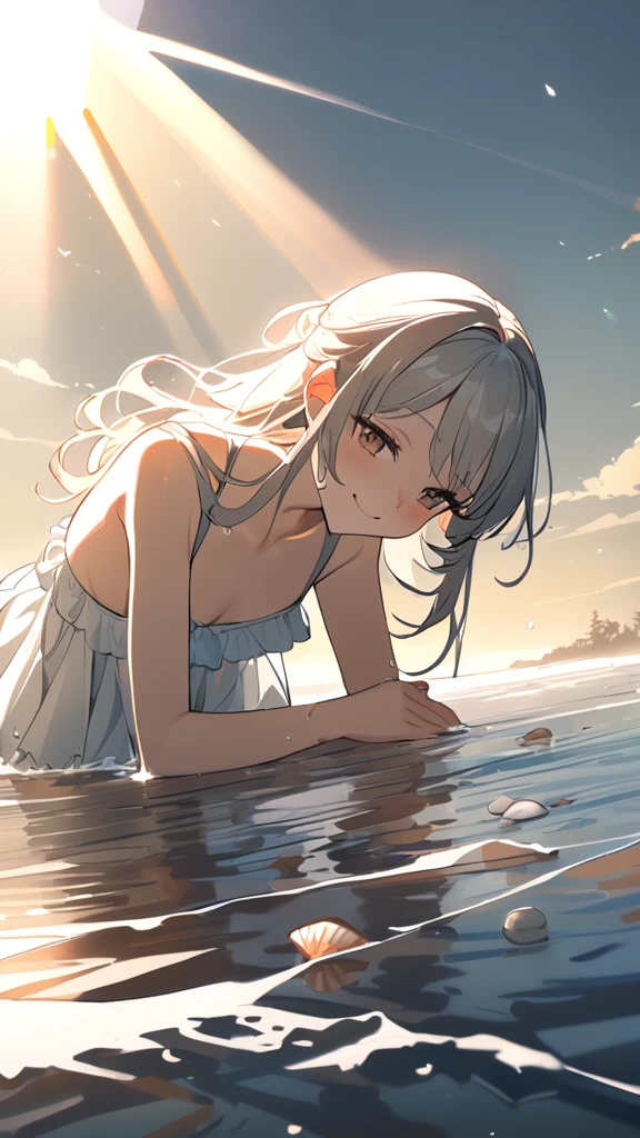 girl, completely nude, silver hair