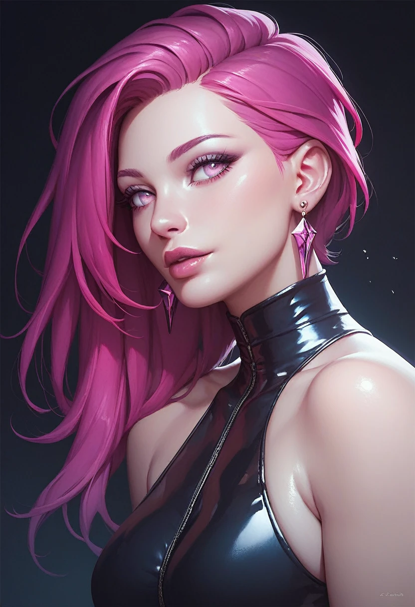 Pintura minimalista de sci - fi design de personagens no estilo de Olivia De Berardinis. modelo carmen electra, realismo, corpo inteiro, fundo cyberpunk, colorfull