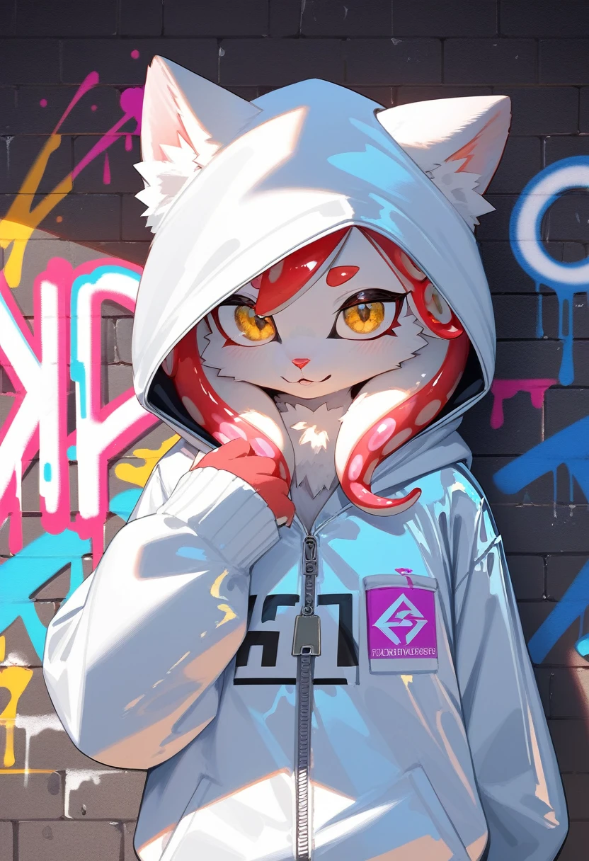A cat wearing a hoodie and smoking a cigarette