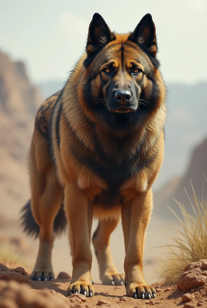 dog looking at camera, South Africa background,