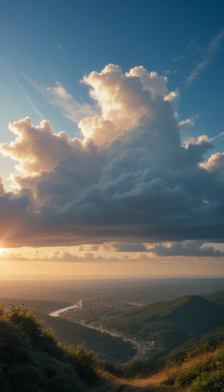 Sky-only image:1.5、Summer Sky and Clouds 、 Strong Sun Sunlight、Realistic,極めてRealistic,  extremely detailed,Breathtakingly realistic ,    high contrast realism    ,    High Saturation Realism  ,  bright colors,  Dramatic lighting  ,Attractive scenery,   stands at the pinnacle of compelling storytelling , star-shaped highlight of a highly detailed CG unit standing on 、A Captivating Story  ,Stunning visuals ,  intricate details,Strong emotions,celestial beauty,A dreamlike world、Scattered Clouds  