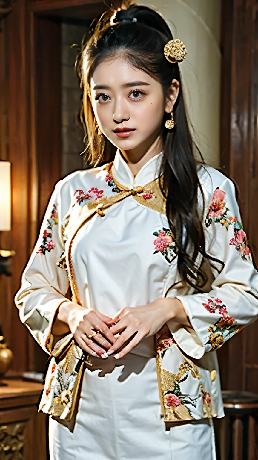 Breathtakingly beautiful.Breathtakingly beautiful.Pleasure that goes through、突き抜けるorgasm、Incredible joy、orgasm、orgasm、orgasm、orgasm、orgasm、Breathtakingly beautiful.Breathtakingly beautiful.Breathtakingly beautiful.One Girl, Highest quality、masterpiece、Ultra-high resolution、(Cowboy Shot),(Realistic), (Ultra-realistic), (Ultra-high resolution), (Ultra-high resolution), (One Girl), ((Ultra-Realistic Details)),(Realistic:1.4)Beautiful Face, Cute Face, 、RAW Photos, Highest quality,masterpiece,Highest quality,Ultra-high resolution),Best Images, (8k, RAW Photos, Realistic), A neat and beautiful Japanese woman, Rainbow light brown straight hair, big, Sparkling Blue Eyes, Long eyelashes, double eyelid, Half-open crimson alluring moist big thick lips, Large Breasts, Side bust, Down , Abdominal muscles, thin, Perfect Proportions, whole body, Black ao dai with gold embroidery, Blurred background red
