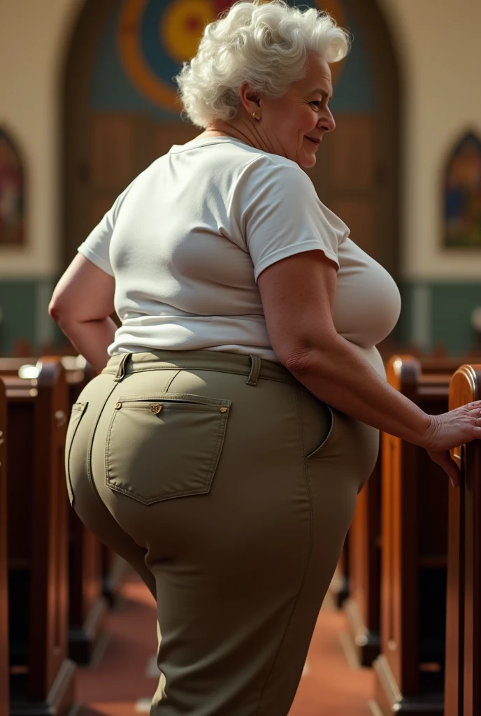 Elderly thick ssbbw with gigantic booty, gilf, huge thick hips, insanely inflated hips, very wide hips,very thick thighs,largest haunches ever , gigantic buttocks ,ssbbw, cellulite ,accentuated curves,on all fours, lingerie, having sex with two young men in classroom ,side view 