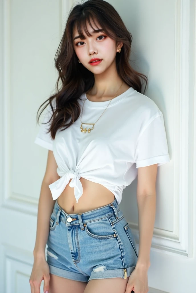 A beautiful woman who has been and tied up、Well-formed face、Make your eyes even、My hands are tied with ropes、Align your legs、Bright interior、Short sleeve shirt、mini skirt、White panties are visible、Sit on a chair、20talent、Medium build、Like real life、highest quality、