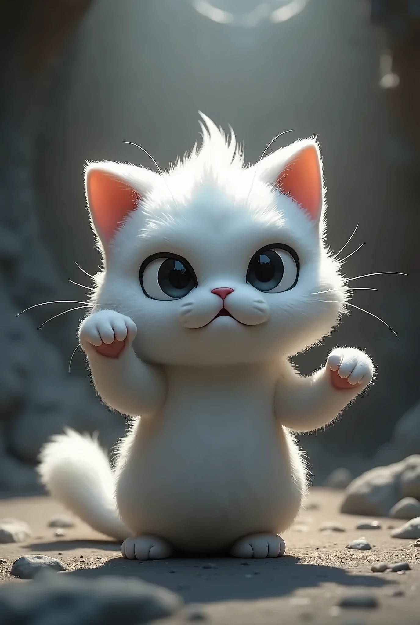 gatinho filhote, sozinho, branco, extremamente fofo e peludo, fundo neutro, realista, 8k --auto