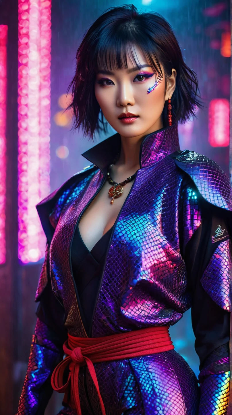 Some girls take selfies at food festivals, street, cyberpunk, city night, absurdres, highres, (ultra-detailed background), extremly detailed, artist style, (Fashion:1.2), (zentangle:1.3), material effects, upper body, galaxy multicolored hair in new york city at night with orange fog, cybercity, professional lighting, photon mapping, radiocity, physically-based rendering, long dress with vintage flower
