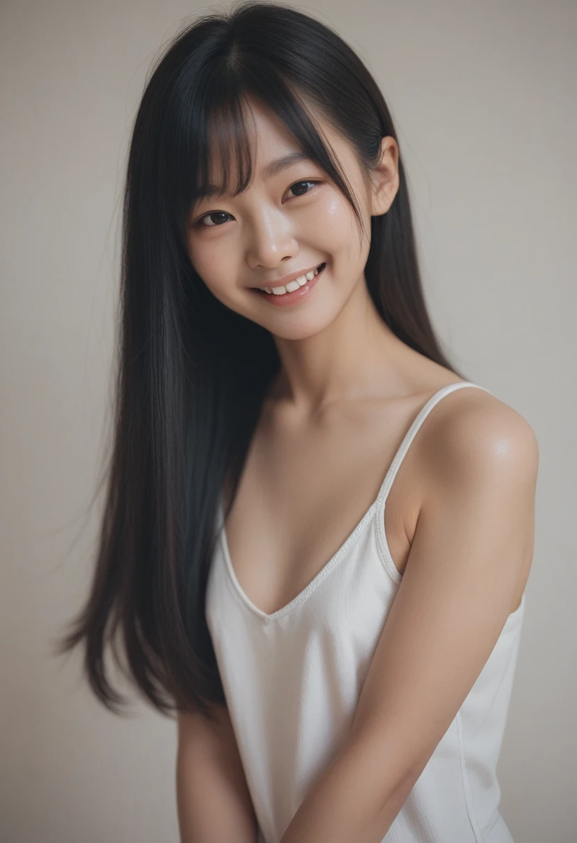 Asian,long Hair,Black Hair,small breasts,smile