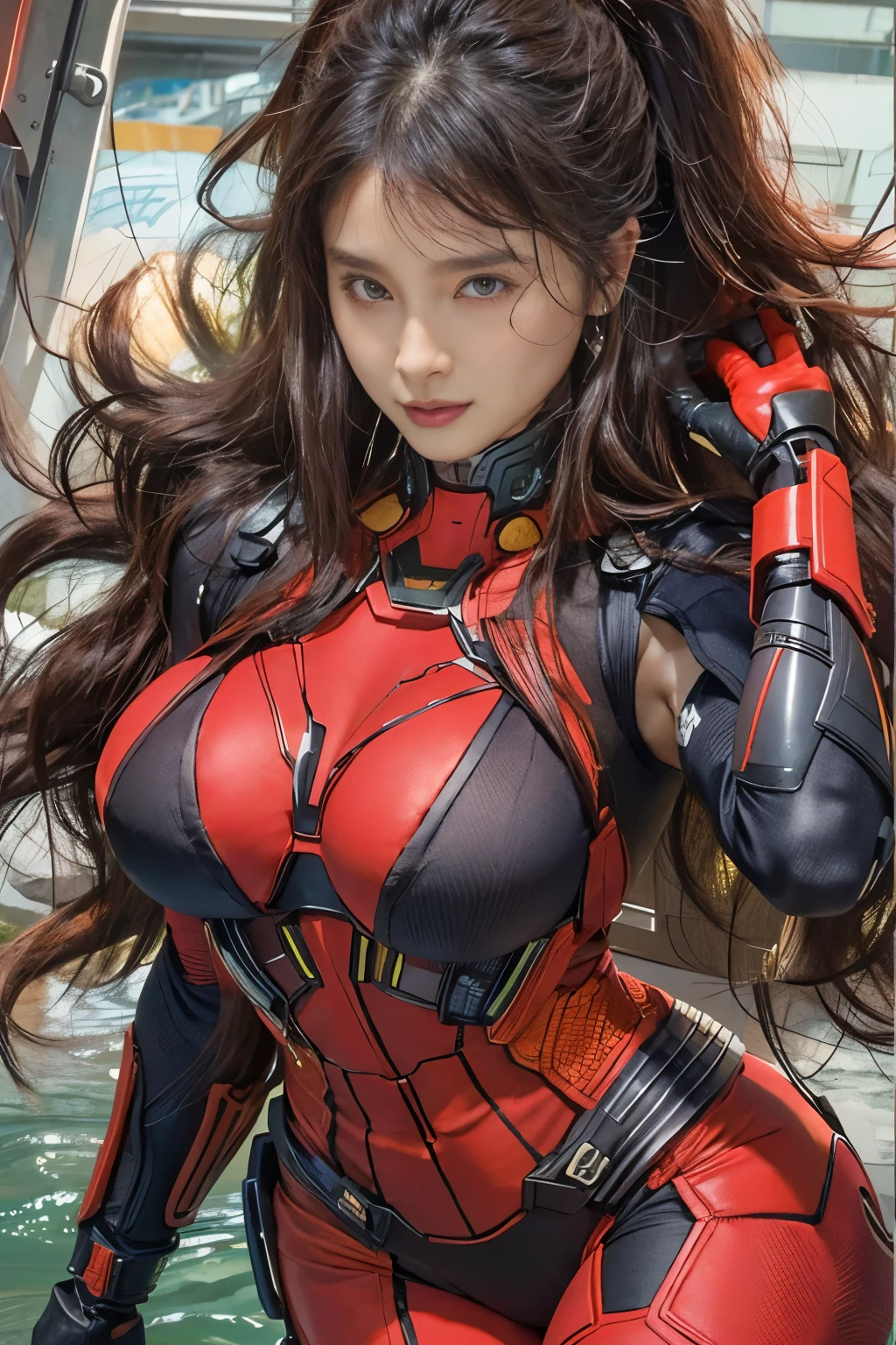 1 Japanese gravure model ,  Black Widow in a red costume played by Taiho Tsuchiya (cyborg) From Marvel Comics, The background is an otherworldly planet from Avengers Endgame, Fantasy Setting,  Dynamic Poses , Character Concept,  Character Art ,  character portraits from Marvel Comics, masterpiece,  best quality,  highest resolution , 8k,  adds richness to the overall composition .  This art depicts an unrealistic portrait . Full nudity with emphasis on big breasts , 体から大きくはみ出した張りのある大きいchest,chest:1.11,  erect nipples :1.4,  slim and tight waist ,  trained abs ,  big round ass , Brown and little pubic hair ,  erect, bink-colored clitoris ,  brown, very big, beautiful, slender eyes: 1.6, Smooth egg-shaped face line,  medium hair up to shoulder, Eight-headed body with long legs,  ideal and attractive body line,  pose showing off a beautiful body line with big boobs sticking out like a gravure model and putting hands on the waist,  Thin Special Rubber Costume , The thin costume shows off a beautiful body line with big boobs sticking out like a gravure model that shows off the shape of the clitoris on the nipples ,  Free, A look of relief, A smile convinced of peace , 