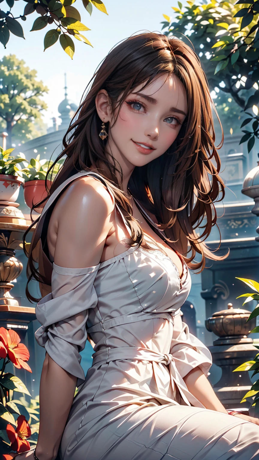 Fictional character composition, Wearing young blue flowers, Surrounded by sunflowers, main character, Open your eyes, Her hair was blown by the wind, And the sun heals, Close-up monochrome painting, cute, dream-like, Oil painting style, Acrylic paint,, Japanese, An interesting concept, Interesting picture - ar 3:4 - 20 pieces - 5 pieces or more、Summer Dresses(Blowing in the Wind)