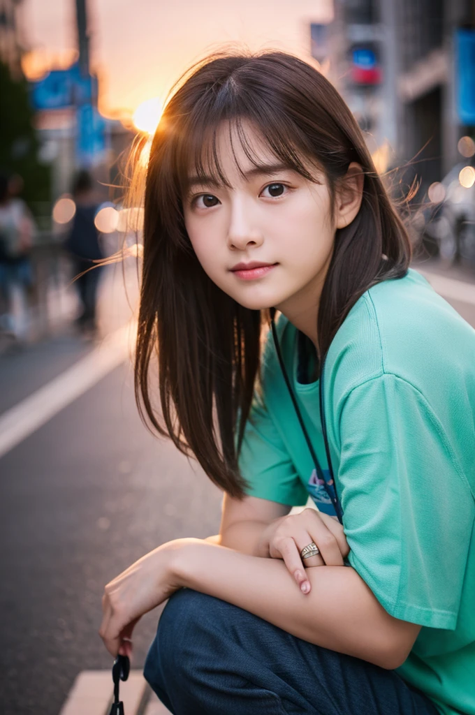 ((Cinema Lighting),(Natural light),(High level of artistry),(artistic),(Indistinguishable quality from the real thing),RAW Photos,Genuine,Genuine,High resolution,RAW Photos,masterpiece, beautiful, One girl, A with a cute face like a Japanese idol,A slender body built through sports ,Wet roads ,drenched, Dripping, Wet Face,Wet clothes, Wet Skin, Wet Hair, nsfw,