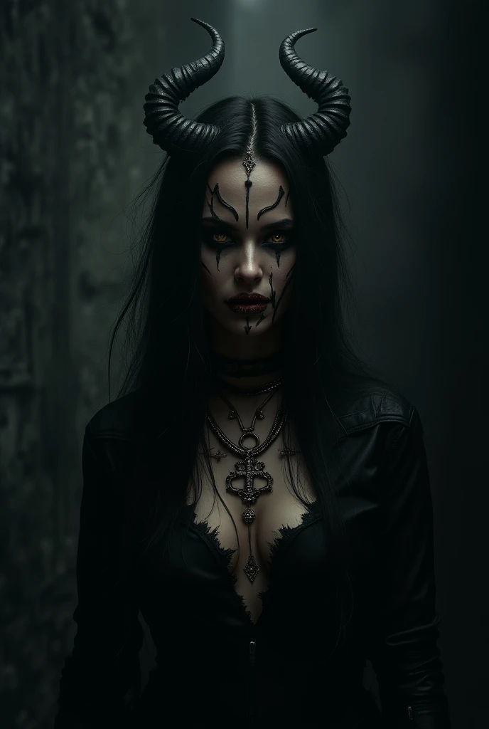 Topless, young girl, baphomet, stanic, glowinh eyes