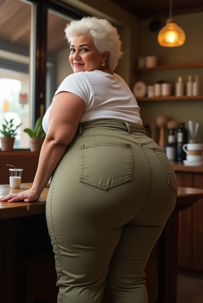 Enormous booty granny wearing booty shorts in kitchen twerking  ,full body , very large bosum ,very large cheeks,very large thighs, very wide hips,largest haunches ever, accentuated curves, ssbbw ,full body voluptuous figure granny twerking enormous booty for viewer 