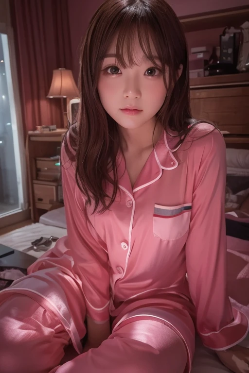 1girl in seethrough pajamas sleeping in a king bed