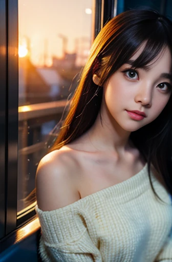 (((One Woman)))、A 20-year-old woman with a very cute face like a 16-year-old idol、Cleavage、Beautiful starry night、(Very dim lighting)、RAW Photos、Genuine、((Quality indistinguishable from real life))、(Artistic Expression)、Real Stick、High resolution、masterpiece
