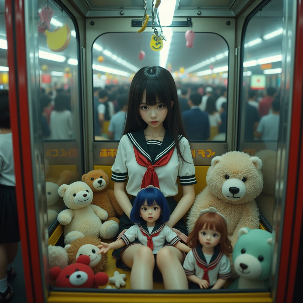 1 japanese girl in Arcade shop, Expressionism, Realism, Contemporary art, ((fisheye)), 35mm, Canon, UHD, masterpiece, ccurate, super detail, award winning, high details, highres, 8k