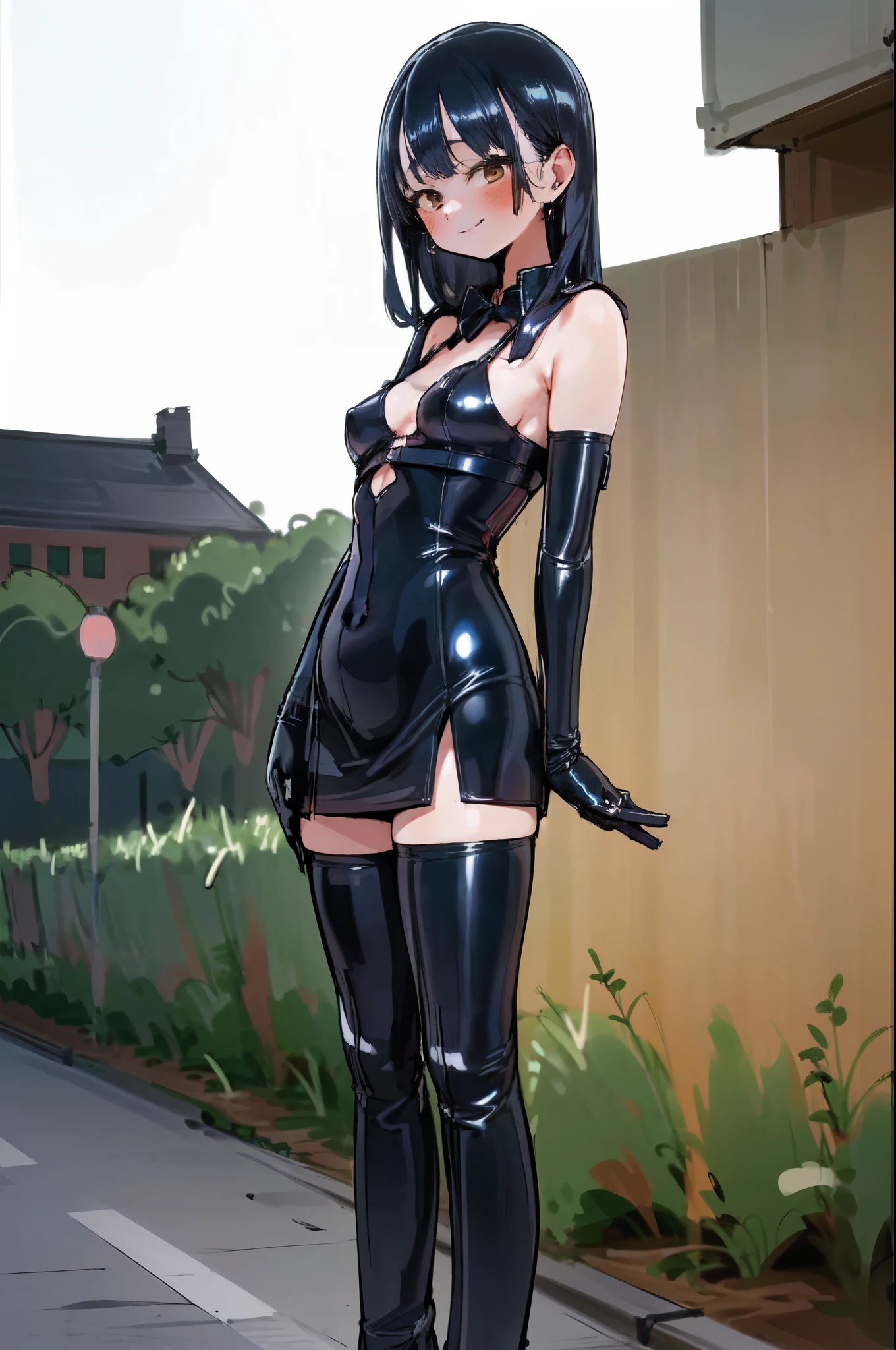 ((( )))、(((5 heads)))、(((Small Bust)))、(((Standard bust size:1.4)))、((( short stature :1.4)))、(((Child body type)))lim:1.4)))、(((Thin legs)))、((( thin thighs:1.4)))、 Yankee sitting、Poop sitting、((Open legs:1.4)))、((( wide thigh openingでしゃがむ)))、((( squat with legs open in M shape )))、BDSM、Queen、mistress、(((One girl)))、(((solo:1.8)))、(((Black latex elbow gloves:1.4)))、((( medium hair framing the right side of her face :1.4)))、((( The corset dress is adorned with beautiful lace )))、((( black latex tight mini skirt )))、((( black latex tight mini skirt :1.4)))、((( Black Thigh-High Boots :1.4)))、(((Black rubber tights:1.2)))、(((Stiletto heel boots:1.4)))、((( black latex tight mini skirt )))、(((Black latex bra)))、(((Black leather collar)))、((( sexy poses:1.4 )))、 wide thigh opening:1.2、((( erotic )))、((( Cowboy Shots )))、 Closeup 、((( place both hands on the lower back )))、Beautiful eyes with highlights、Beautiful, smooth skin、Two perfect anatomical arms、Two perfect anatomical legs、(Four perfect fingers and one thumb)、masterpiece, Best Quality, Details, Focus on people, ( 1 girl:1.5), (Alone:1.5), Yamada_Anna, (Long Hair:1.8), ( blue hair :1.5), ( Brown Eyes :1.5), Detailsな顔、 Detailsな目、Outdoor、 school yard、( Curvy Body :1.0), (Mid-chest:1.5), (smile:1.5), (:1.5), ( :1.5), (sketch:1.5), (:1.5), ( Cowboy Shots :1.5), ( is standing:1.5), Staring at the Audience、 looking at the camera、(((邪悪なsmile)))、(((blush:1.2)))