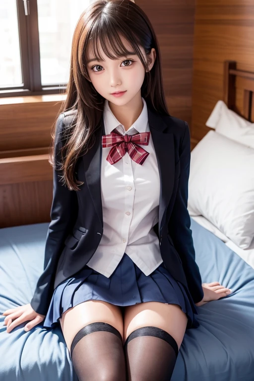 (ung girls), (extremely detailed beautiful face), Amazing face and eyes, (Best Quality:1.4), (Ultra-detailed), (extremely detailed CG unified 8k wallpaper), Highly detailed, High-definition raw color photos, Professional Photography, Realistic portrait, Amazing face and eyes, Pink eyes, (High School Uniform, Pleated mini-skirt:1.3), (Clothes with wide open chests:1.4), Twin-tailed, Brown hair, Model, (((Bokeh))), depth of fields, School, crass room, Sitting, ((pantiy, Cameltoe)),