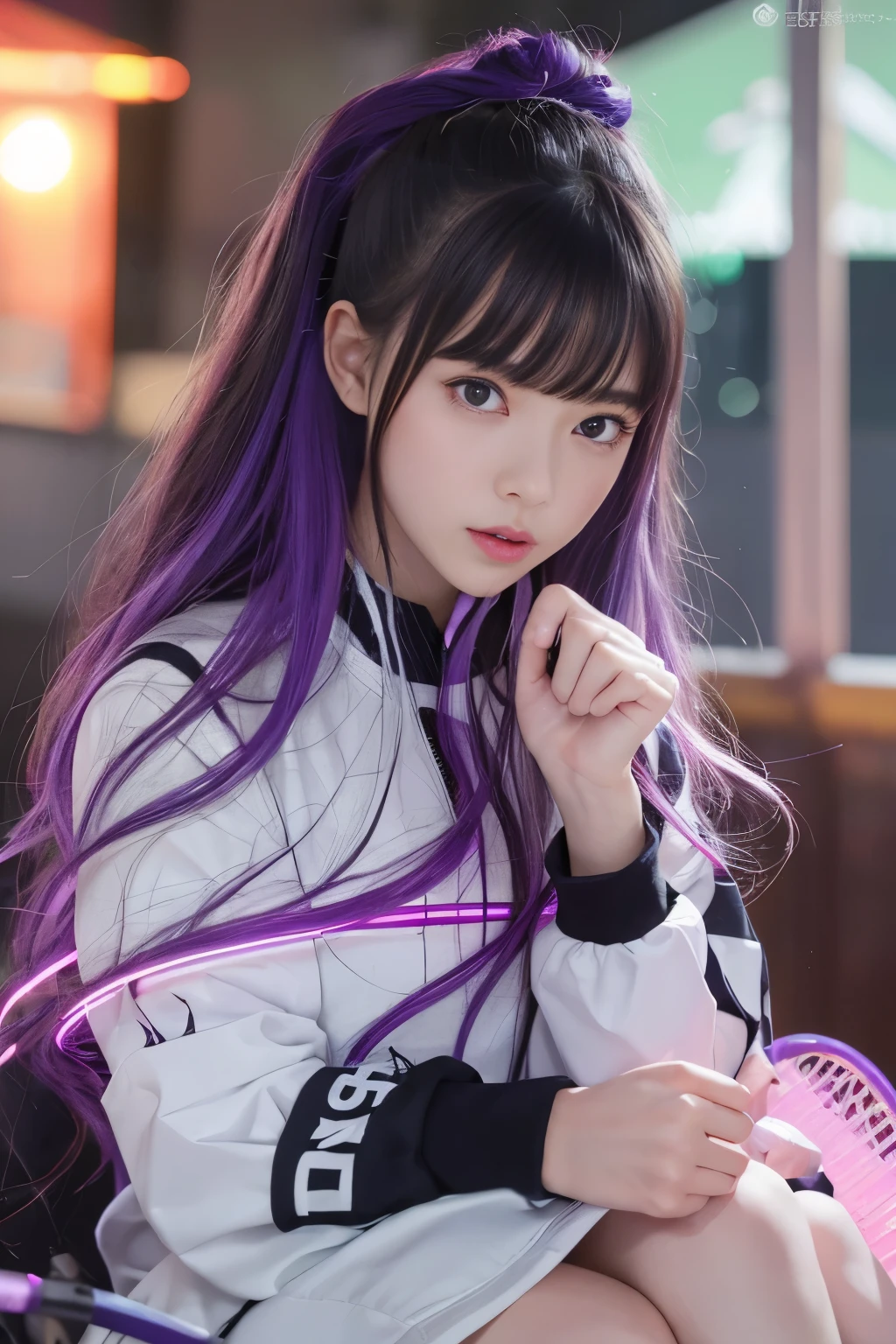 a woman with long hair and a rainbow colored hair is holding a cell phone, anime style 4 k, anime fantasy artwork, anime art wallpaper 8 k, anime art wallpaper 4k, anime art wallpaper 4 k, portrait anime space cadet girl, best anime 4k konachan wallpaper, anime fantasy illustration, 4k anime wallpaper, smooth anime cg art