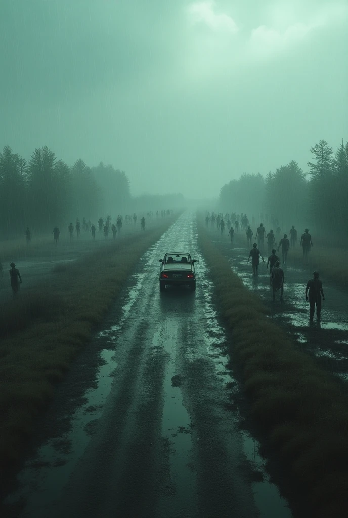 war, Dead bodies on the floor, gore, Weapons, the explosion, a sign with the radioactive warning, in the middle of the text "Project radioactive"