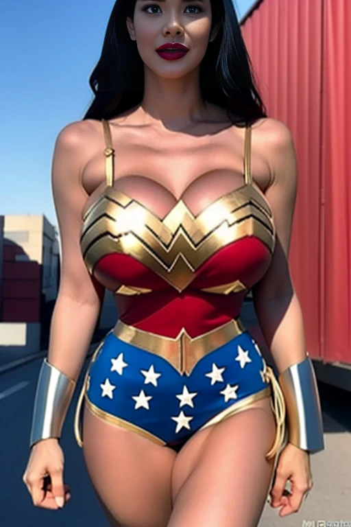 Woman body set ((huge breasts:1.7)), wonder woman costume dress