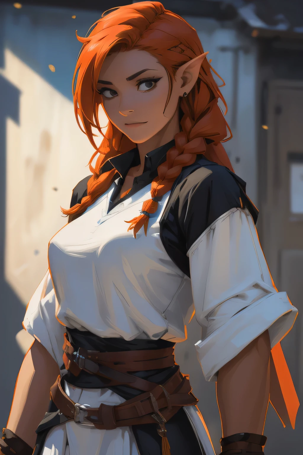 (masterpiece, top quality, Best Quality),  art,1 girl,Whole body, 
orange hair,braided hair 