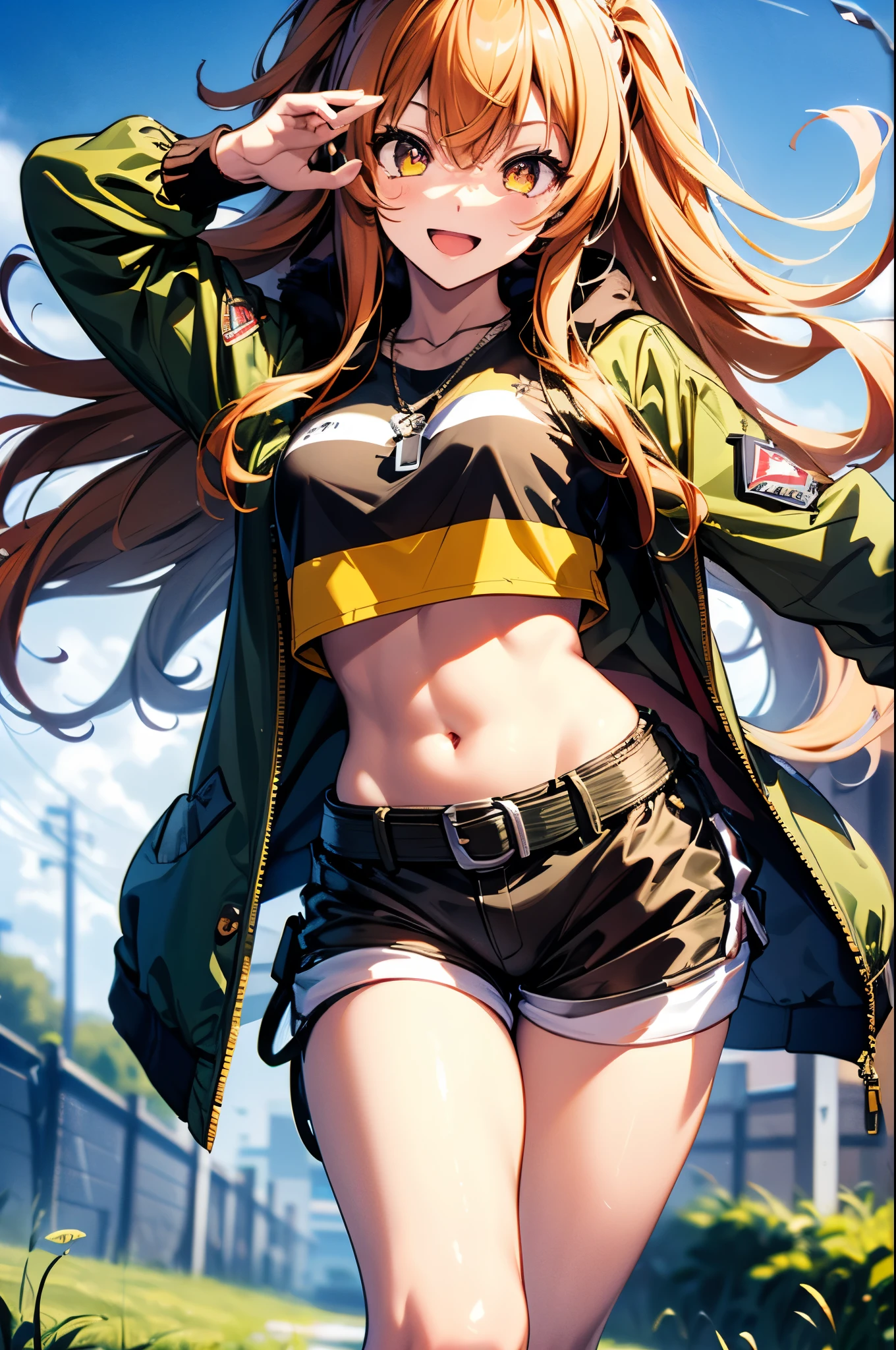 power,Promotional poster style,Superskirt,C cup,Fleshy thighs,Happy look
