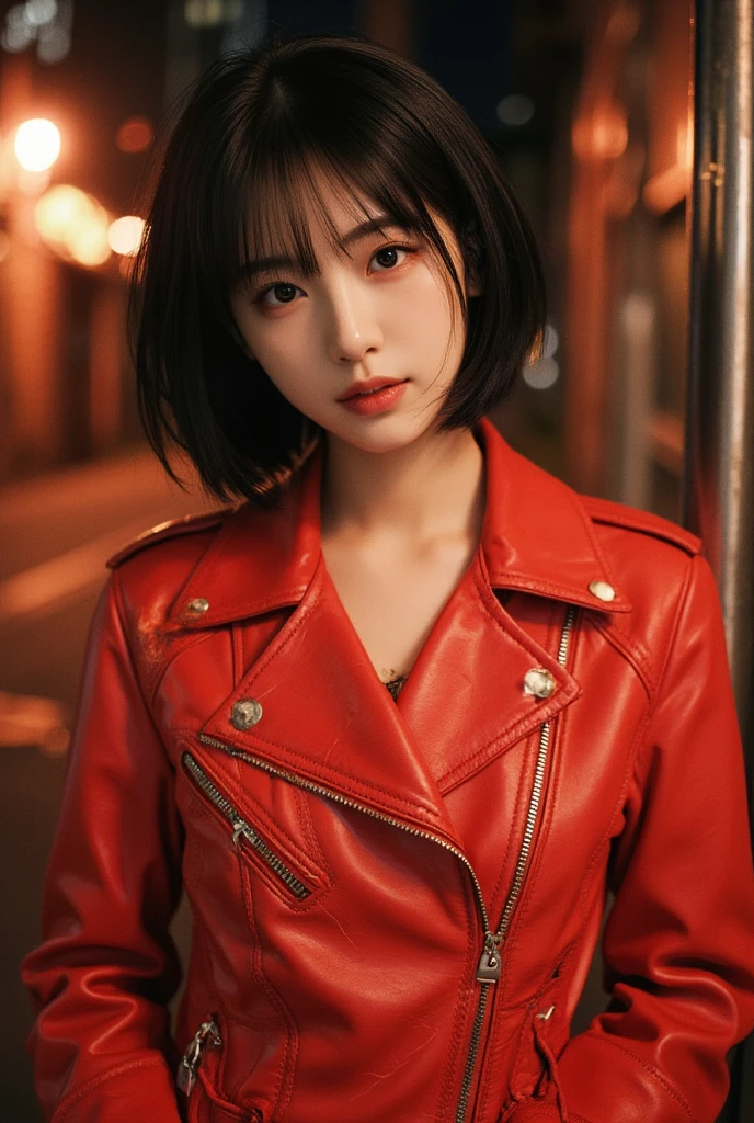 A girl alone in the rain、cheeks turn red、look at the audience、heavy rain、big breasts、(top gun jacket:1.7).jacket with boa,open jacket、i don&#39;t&#39;I don&#39;t have an umbrella、under the rain、girl without an umbrella、wet face,wet skin、wet body、wet costume、wet hair、flower、hairpin、necklace、Looking up from under the earrings、Depth of written boundary、pointed red mouth、(reddish brown wet shiny short hair),red mouth,clavicle、beautiful fingers、hourglass body、full body portrait、cute wet face、digital illustration,Single-lens reflex camera, (Photoreal:1.3),(Raw photo.), (table top,highest quality,Ultra high resolution output image,) (8K quality,),(Image mode Ultra HD,),(Image mode Ultra HD)、