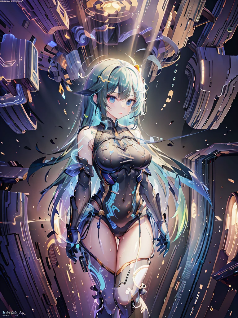 NSFW, sexy, A homunculus woman being cultured in a high-tech laboratory, with a strong emphasis on the cultivation process and the breath of life. The scene depicts quantum mechanics phenomena, Gestalt collapse, Steins;Gate, and the Realm of the Gods. The homunculus woman is in a dynamic pose within a futuristic cultivation chamber, surrounded by floating equations, diagrams, and mystical symbols. She is undergoing continuous cell division and molecular bonding, showing the spark of life and evolution within the chamber. The environment is filled with advanced technology, holographic displays, and alchemical apparatus. The lab is illuminated with glowing blue and green lights, and the overall atmosphere is dramatic and intense, highlighting the deep and complex scientific and alchemical exploration. Visual distortions and fragmented imagery represent the fusion of science and the divine. --vivid colors, --dynamic pose, --sharp focus, --dramatic lighting, --realistic anatomy, --max, --rt, --high_quality, --ultra_detail, --intricate_design, --extremely_detailed --hyper_realistic, --zenith, --sezy --diva, --ultimate_quality, --supreme_detail, --flawless_render, --homunculus, --nude