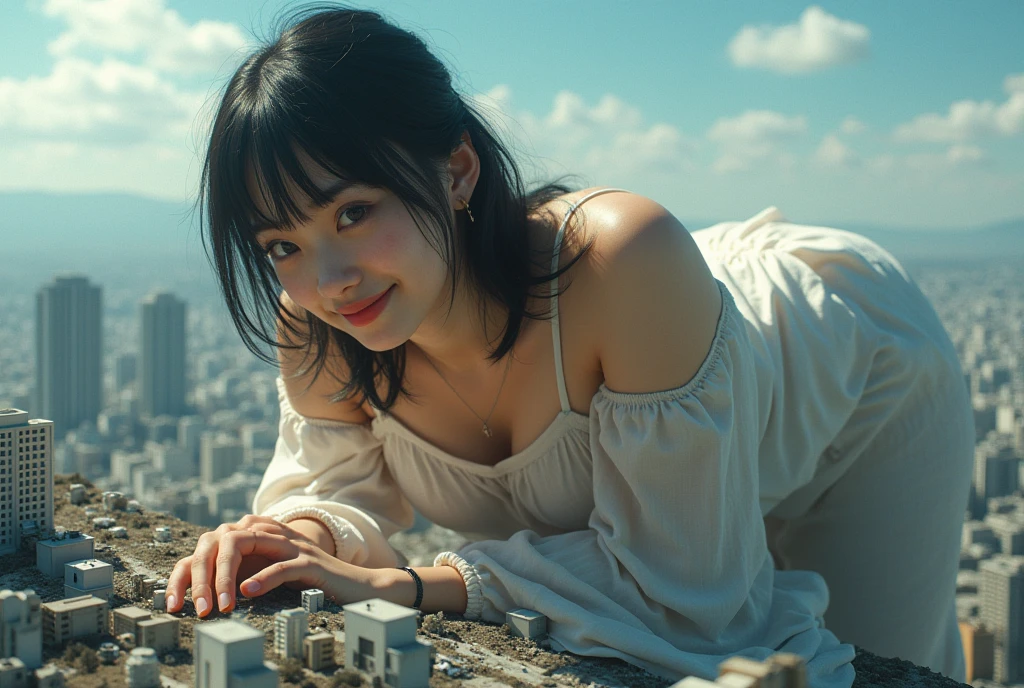 Best Quality, masutepiece, Extremely detailed, Detailed background, Anime, 1girl in, Young Girl, Short Girl, scientific fiction, Science fiction, Outdoors, Night, Starry sky, greenhouse, megastructure, Biodome, landscape, Scenery, Horizon, On the rooftop, sitting on the rooftop, Wind, Looking away, Atmospheric lighting, Solo Focus, close up, From Side, depth of fields, Bokeh