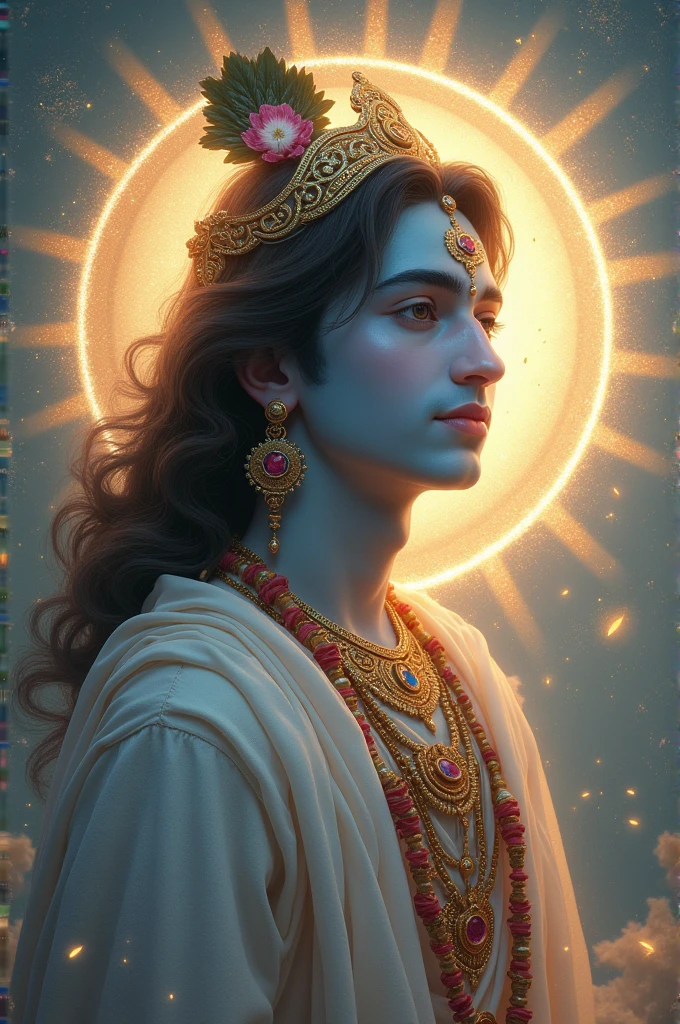 Create a lord krishna images  clothes are yellow Body blue colour 