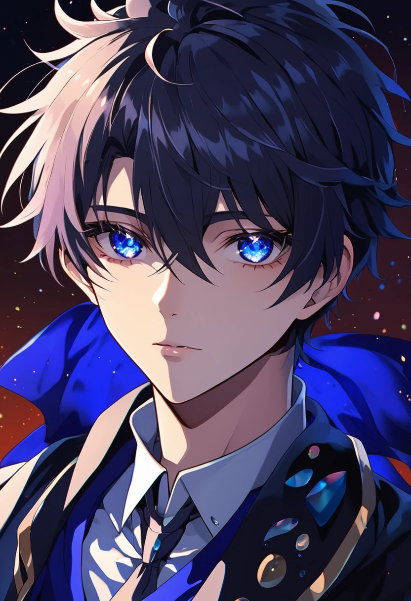 1 high school boy with sapphire eyes