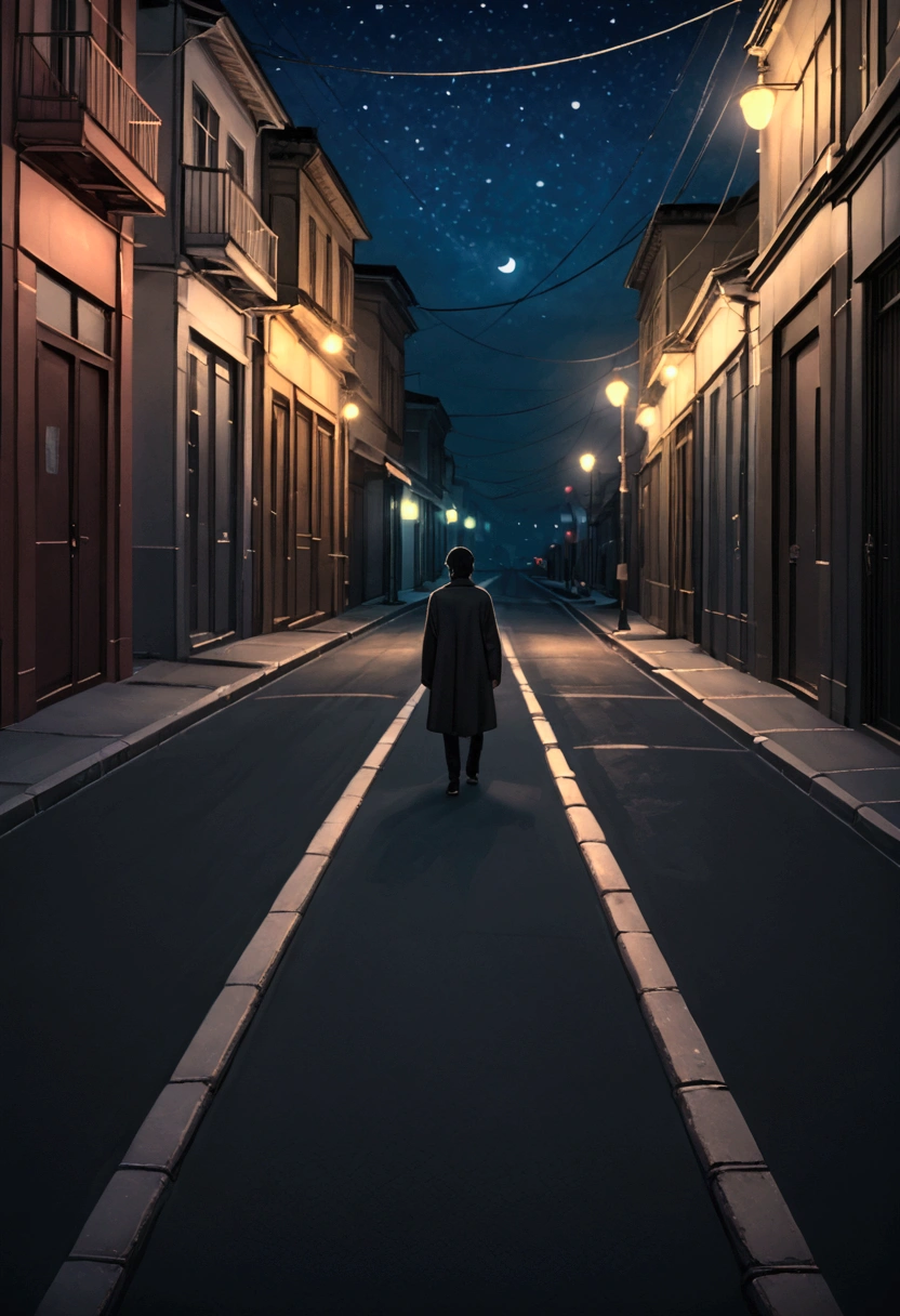 Here's an image reflecting the feeling of being alone: a solitary figure walks down an empty, dimly lit street at night, surrounded by muted colors and a somber atmosphere. Let me know if you'd like any adjustments to capture more details.

Under sky write  bold font TERE BIN AB JEENA NHI 