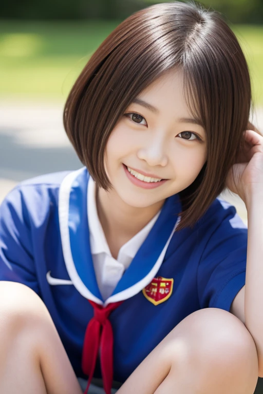      High Quality Masterpiece     , 8k,        Japanese Girls,       RAW photo,  Winner portrait smile face, 笑face, Alone, uniform, Summer Clothes Idol&#39;face, violet, Gardenia,         delicate girl,                            Long Black Hair      , Dark Eyes, Upper body digital SLR, Frank, Sophisticated,  Thin arms,   Perfect for professional writing        ,    chromatic ablation   , (Details of the eye and face: 1.0), (Bokeh button:1.1)