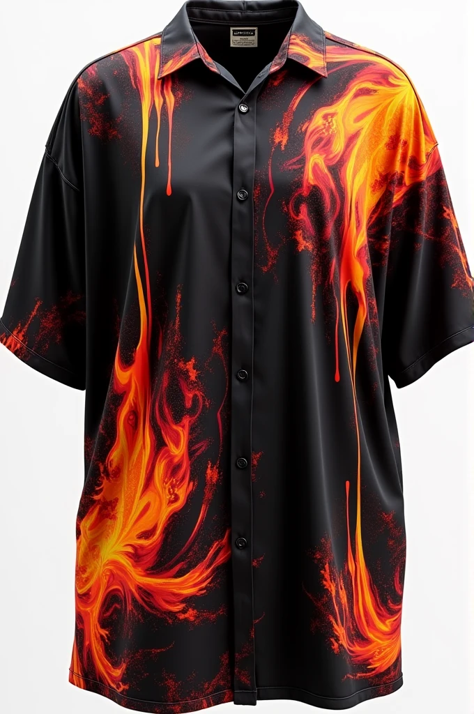 A handsome muscular man, solo, extremely perfect facial features, (face: Matthew Daddario), gorgeous, beautiful, wet, perfect eyes, sexy gaze, looking at the viewers romantically, perfect bare body, smooth skin, wide chest, largest breast, extremely large pectorals, big nipples, wearing ((fire pattern print red shirt: 1.5), (black brief: 1.5), bulge:1.2), (open shirt showcasing chest and abs: 1.5), on a volcanic field, lava flowing all around, a sexy posture, model pose, moaning with pleasure, (pitch dark sky: 1.5), night time, a hot glow in his skin, tanned skin, full body view,