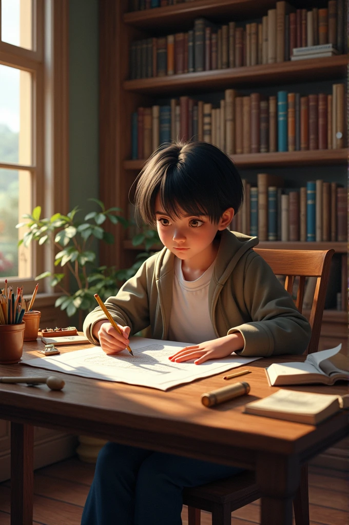 A child who point a page of a book while looking at his/her mother --auto