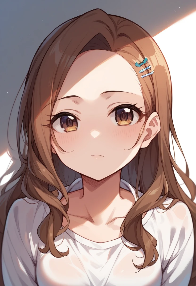 the idolm@ster、 Minase Iori 、Small breasts、Brown Hair、long hair、Forehead、 face up for Asia