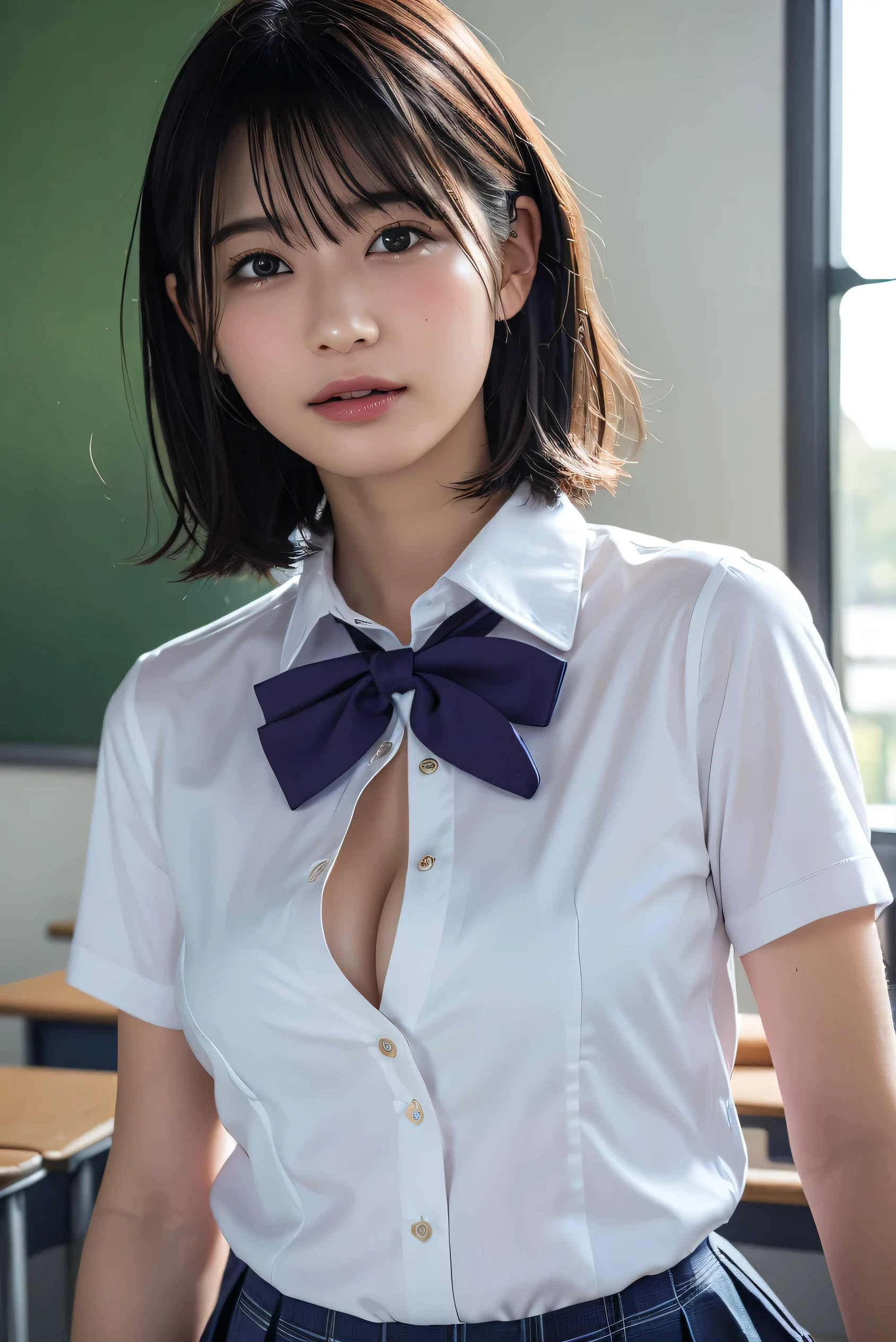 (masterpiece:1.2, the best质量), (Practical, photoPractical:1.4), High-quality illustrations, (Natural side Light, Light), Writing border depth, 
Looking at the audience, Front view, 1 girl, English, High school girl, 20 years old, Perfect face, Cute symmetrical face, 容Light焕发的皮肤, Open your legs,
(Bob Hairstyle:1.7,Blonde), Asymmetrical bangs, big eyes, Drooping eyes, Long eyelashes chest), Thin, 
Beautiful hair, Pretty Face, beautiful eyes, Beautiful clavicle, Beautiful Body, Beautiful breasts, Beautiful thighs, Beautiful Feet, Beautiful fingers, 
((Fine fabric texture, Brown knitted vest, Short sleeve white collar shirt, Navy blue pleated skirt, Navy bow tie)), 
(Beautiful scenery), night, (Flower shop interior), Everlasting, (Smile, the best, open mouth),  (((Skirt lift, Transparent and sexy, visible genitalia))), full-body shot, Dark blue socks, Sexy face, Inverted Nipple,