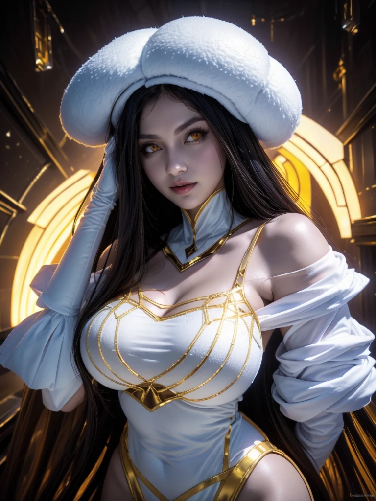 //Liza Sovereign como Albedo Soberano// ,Deslumbrante vestido preto muito sensual e elegante como de uma raiva ruim. A perfect and definitive idol that captivates everyone、olhos amarelos brilhantes super detalhados sem defeitos, lindo vestido preto de renda caido nos ombros, Sexy Demonic Woman, lugar sombrio e misterioso. Realista Overlord Anime Setting, Dramatic and sinister nighttime ambient lighting giving an air of suspense and horror movie. penas negras voando, asas demonicas negras, Todo mundo se apaixona por ela、chifres, decote muito sensual, vestido preto muito sexy e provocante, beleza ecotica, A very cute female idol at the age of 20, Pale Pele、Olhar ganancioso convidando um homem、cabelos pretos、cabelos desgrenhados、cabelos intrincados、9Perfect head and body figure、Linha de Corpo Perfeita、 Figura fina、Seios pontiagudos bonitos、lindos solavancos no peito、Enfatizar a clivagem、Tiroteio RAW、photorealistic cinematic render、hyperrealistic rendering、foto retrato、night time render、Fotos gerais coesas、texturas de pele realistas、alta qualidade、alto detalhado、mais alta qualidade、alta resolubilidade、HDR 8K、Rastreamento de raio、canon, NSFW