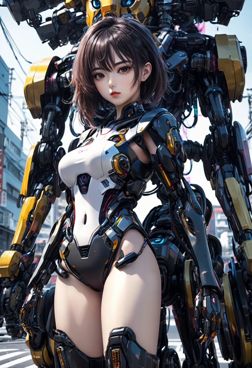 (full body), (from below:1.3) 8k photography full body view (cyborg girl:1.45) in a ((( bra ))). mechanical arms, (thin robotic spine:1.5), standing in mud on an island. white white brown colors, ((runic tattoos)), on a jungle background on a shore. strap leather ((bracelets)), slim, small breasts, bare feet, athletic, women touching foreheads, smile, soft, low light, intricate fabric, delicate fabric, lace, cheer , ((skimpy)), nude, athletic, sci-fi, cyborg, native , (robotic jaw)