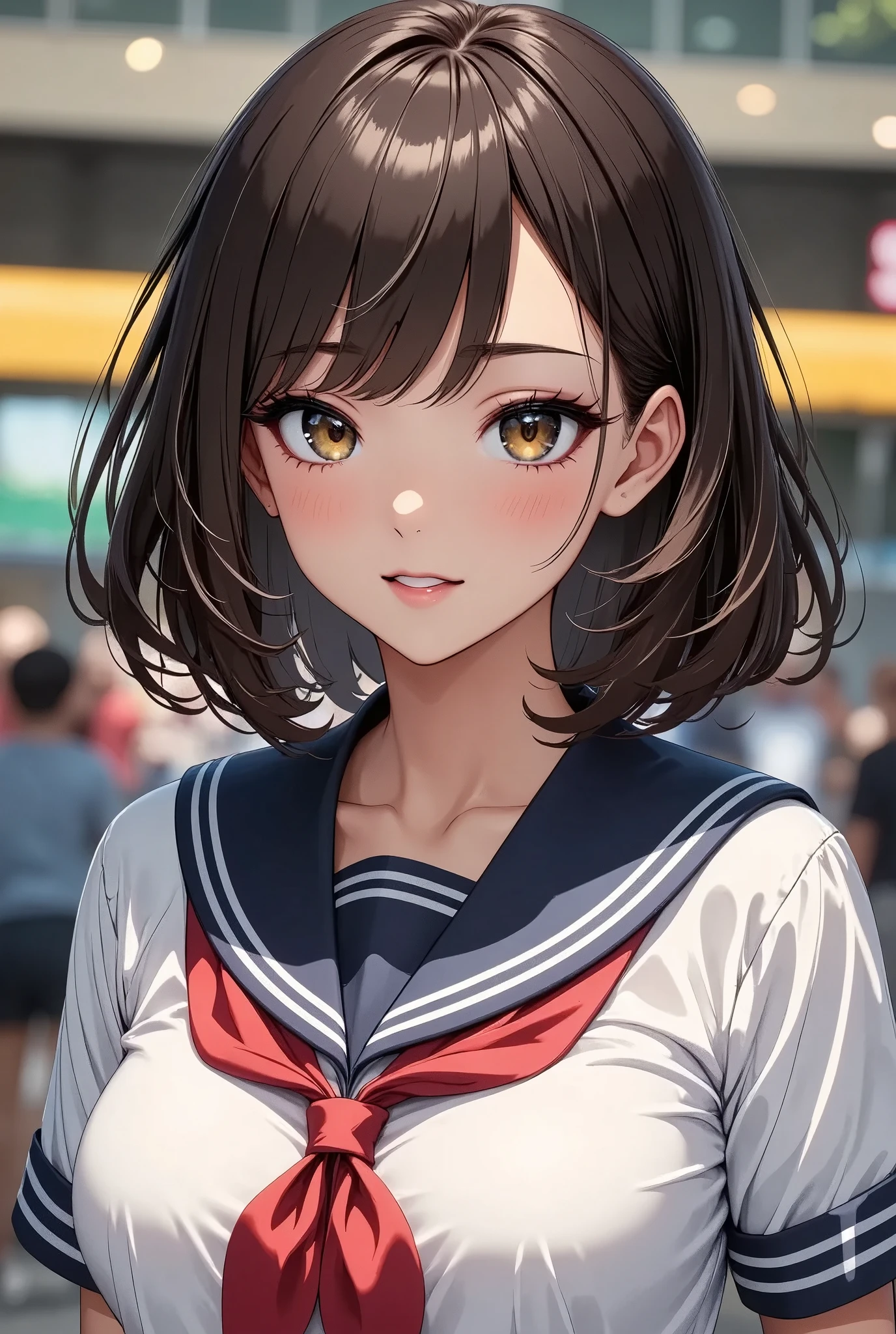 a young female high school student waiting at a bus stop, intricate details, beautiful detailed eyes, beautiful detailed lips, extremely detailed face and eyes, long eyelashes, school uniform, standing pose, realistic, photorealistic, photo-realistic, best quality, 4k, 8k, highres, masterpiece, ultra-detailed, vivid colors, natural lighting, atmospheric, cinematic, portrait