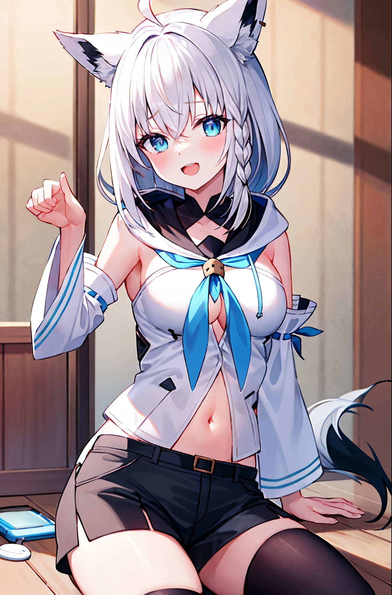 NSFW,stick out buttocks,tucking up the skirt,on stomach,from behind, girl,Colossal tits,silber hair,Lori,Twin-tailed,School uniform,Whip thighs,Stockings,evil smile,Naughty face,hair adornments,White background,simple background,Top image quality,Best Quality