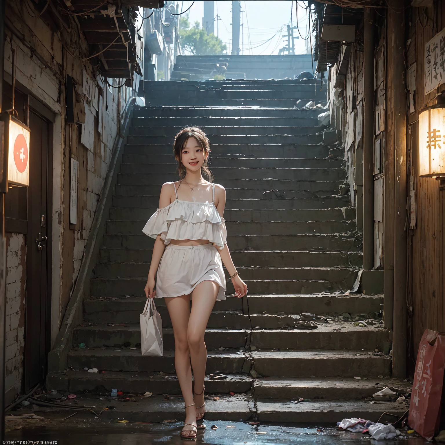 abandoned factory，with fair skin，Dirty 1.5，Very beautiful 25 year old Korean girl，Leaky，very beautiful long slim legs，The barefoot，Random systemic exposure，Extreme exhibitionism，(((Systemic random exposure)))