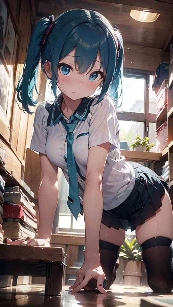 Masterpiece、最high quality、high quality、High definition、High resolution、High detail、Lens flare、Ray tracing method、high qualityの質感、high qualityの影、Beautiful details、Detailed explanation、Detailed texture、Realistic facial expression、Realistic and colorful、Delicate、Cinematic Light、Side light、Sharp Focus、(1 Girl:1.3)、(Intricate detailakeup、Pure Eros Face_v1:0.5)、(Details Beautiful delicate face、Detailed beautiful delicate eyes、Perfect Facial Proportions、Detailed skin、Charm)、fancy hairstyles、Beautiful bangs、(Two-tone gradient hair color）、slender、(Upturned beautiful breasts)、Raise your arm and make a peace sign、(Detailed crotch、Open crotch、Showing off your crotch)、Female juice、(Experiencing the best orgasm)、(Spread your knees and open your legs)、Light-colored mini bra、String Bra、Light-colored V-cut、Light-colored thong、Beautiful ass、Thigh mini skirt、Low-rise mini skirt、Front-button shirt、Low-angle composition、School building、(Take a deep breath、Work on this image step by step)