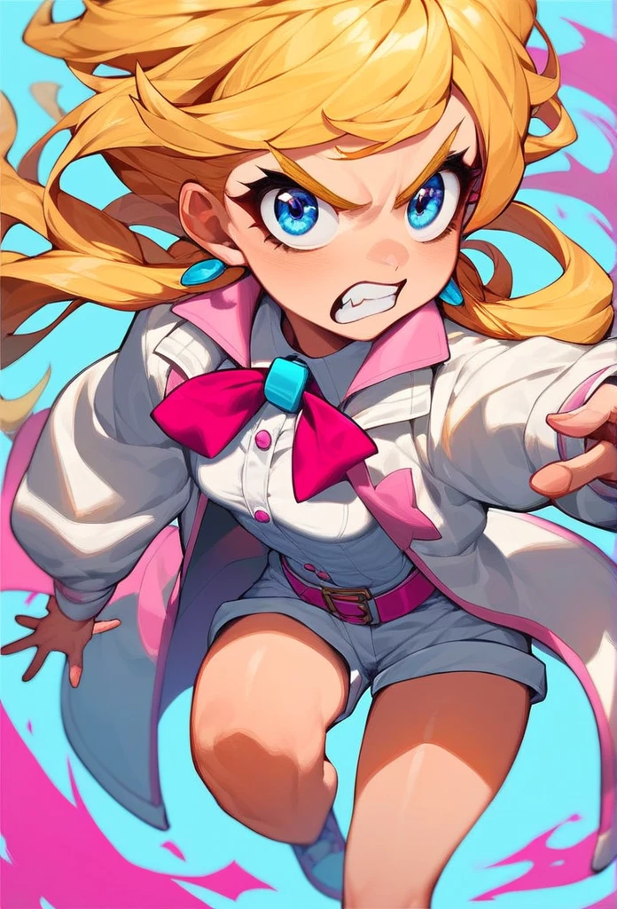 (best-quality:0.8) (nsfw), masterpiece_illustration, sky_background, sharp_focus, girl, solo, teenage, long_blond_hair, white_collar_polo_shirt, long_sleeves_pink_shirt_outer, white_short_skirt, pink_kitty_beanie, white_legwears, blue_eyes, big_breasts, braless, underboob, lactation