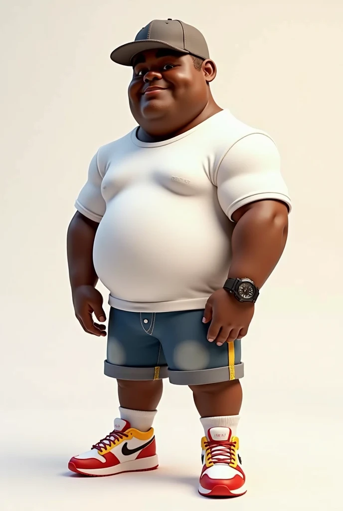 Dark-skinned man in his 50s with defined body， (((fat balls, huge penis )))