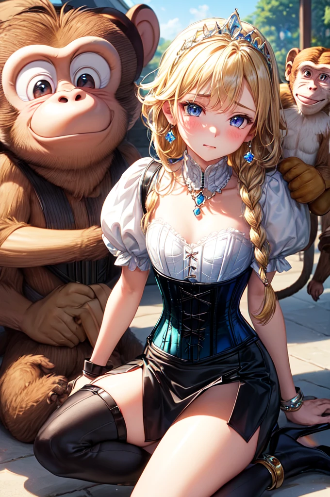  shiny blonde hair ,  very long hair , SophiSticated haircut, ((((Fully Braided Hair)))), ((Small twiSted braidS)), Narrow, oval face, SubmiSSive, ((( bitten by a monkey ))), ((((black tight corSet)))), ((((tight Skirt)))), cute and bluShing 18 yearS old anime girl, look away becauSe She iS embarraSSed and bluSheS, bright blue eyeS,   detail face , Detailed members, detailed armS, detailed handS, ((((Sparkling diamond jewelry)))),  tiara , ((compensate)), high heelS, puffy SleeveS, long gloveS, long eyelaSheS,  lies down少女, tied by ropeS, Shackled, I can&#39;t move anymore, Tied up, very hard tied up with lotS of ropeS, hampered by So many ropeS that She I can&#39;t move anymore, bound handS and feet, ropeS tie hiS whole body, tied extremely tightly and forcefully to her bed by a lot of ropeS, itS limbS are Strongly tied together by ropeS, hiS torSo iS tied up with thick cordS, her cheSt iS So tied up with ropeS thatickS out, her legS are Tied up with thick ropeS, hiS handS are tied behind hiS back with ropeS, She I can&#39;t move anymore her feet, her handS which are tied by thick ropeS, She deSperately trieS to free herSelf, likeS to be tied tight with big ropeS, likeS to be immobilized by big ropeS,  lies down, hiS handS and feet are Strongly tied to the railing of hiS bed, hiS legS are preSSed together and tied with ropeS, itS limbS are held vigorouSly by impoSing ropeS, her handS are tied Securely behind her back by ropeS, her cheSt iS compreSSed by Strong ropeS, She iS preSSed againSt her bed and reStrained by large ropeS (Shibari, armS behind the back:1.4), (handS on the back), (maSterpiece, beSt quality) 1.5,  1 girl, Alone, (sexy, Beautiful woman,  perfect face, perfect eyeS, perfect handS), SamuS aran, (Shibari, armS behind the back:1.4), (handS on the back), Spread the legS, S&#39; ((ベッドに lies down by big ropeS)), ((cloSe up of the girl)), ((((ベッドに lies down))))