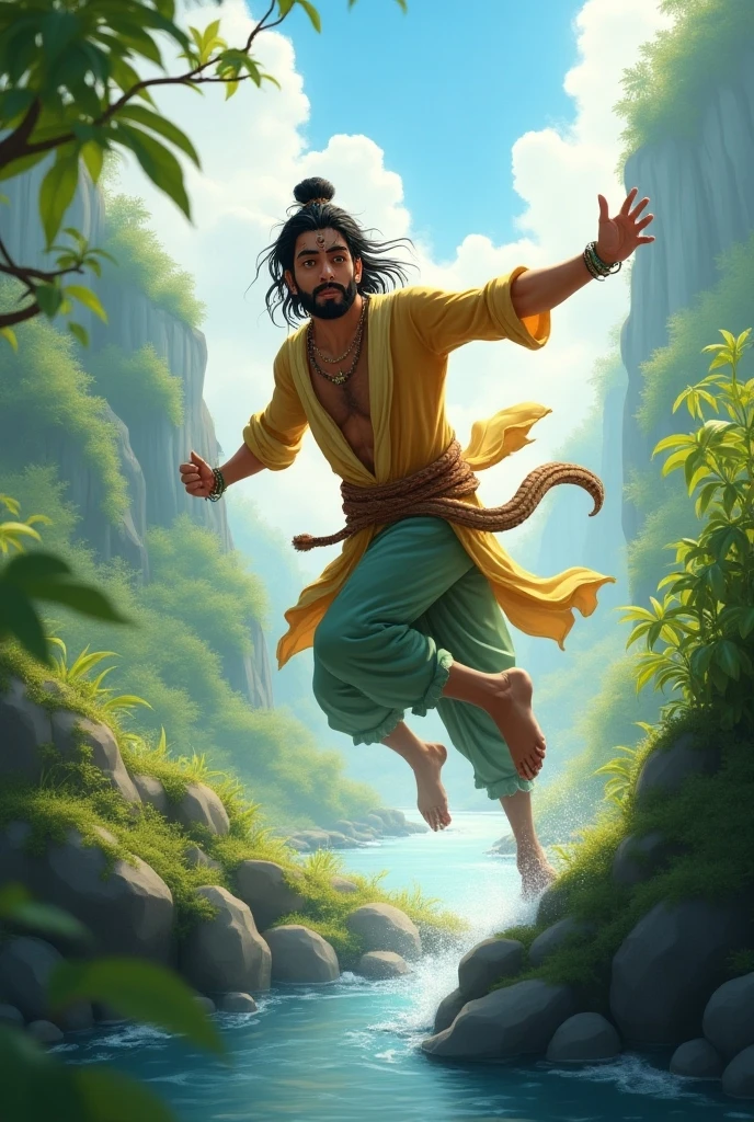 a painting of a man doing yoga on a mountain top, inspired by Kailash Chandra Meher, shiva, mobile wallpaper, god of nature, ashoka tano, shakti, inspired by Ram Chandra Shukla, inspired by Raja Ravi Varma, inspired by Narayan Shridhar Bendre, indian art, full - view, dance meditation, standing pose on stones