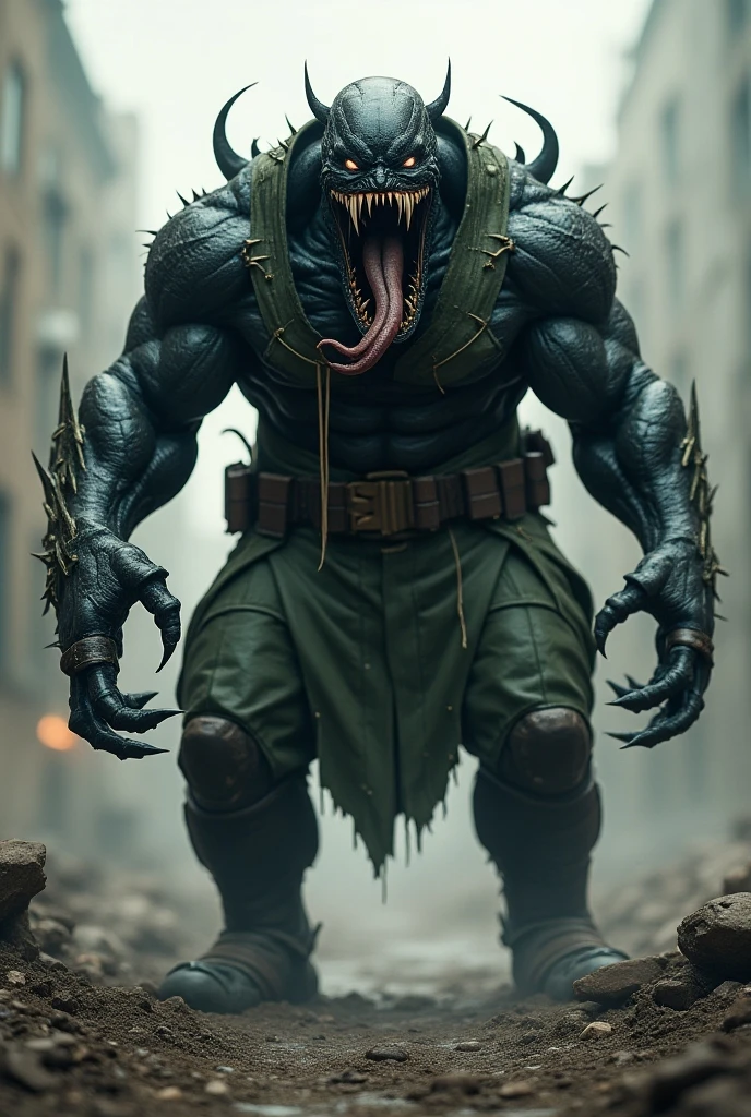 ultra-wide angle lens with perspective distortion
crusher: arge shirtless muscled comicbook mutant villain like bane
fetish  style, heavily scarred shaved head like he was badly burned
should be barechested 
wears latex armor briefs / speedo
military riot cop style boots
ferocious hate filled insane evil angry wild feral eyes
gas mask covering lower part of his face nose mouth chin
large powerful gnarled oversized hands
spiked gauntlets, savage
 concrete and steel detritus in desolate collapsed building concrete debris and rubble, running stalking his prey, wide-angle shot, handheld shot, dramatic angle, extreme angle shot
wild dynamic wwe action
mma, wrestlemania, muted color grading, horror, sci-fi
