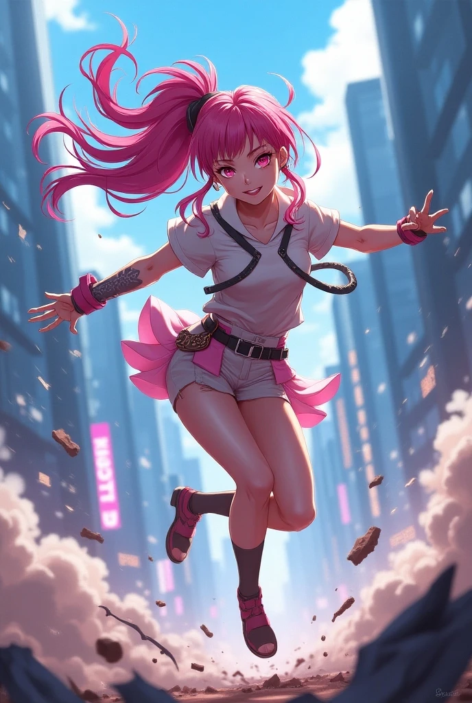 A heartwarming image of a little girl on fire as she runs through the dark, stormy streets of a city. Her white outfit is belted with vibrant colors and her long, flowing hair, adorned with sparkles, trails behind her. The vibrant colors of the cityscape contrast beautifully with the delicate, golden light coming from the girl's face. The vibrant colors of the city contrast beautifully with the dramatic, surreal lighting creating an awe-inspiring atmosphere. standard lens, high ISO, f/4 aperture - --auto --s2